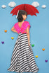 Pink and Black Stripe Long Dress